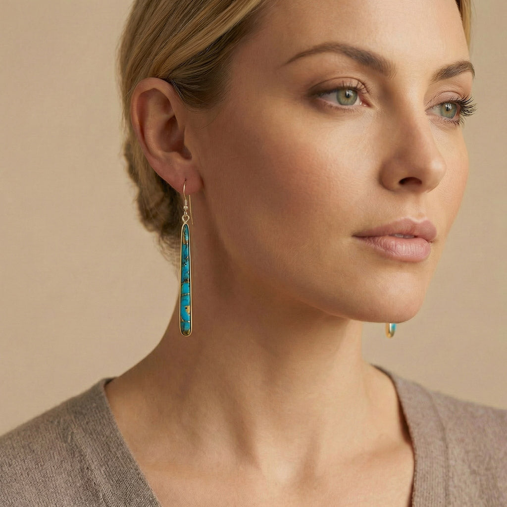 Matrix Turquoise Hoop Earrings GoldCopper E1250W-GB-C84