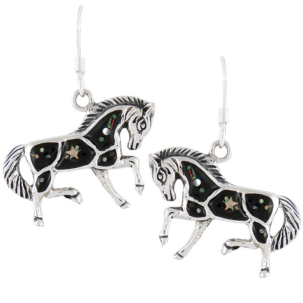 Sterling Silver Horse Earrings Multicolor E1252-C2