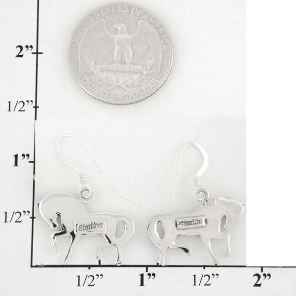 Sterling Silver Horse Earrings Multicolor E1252-C30