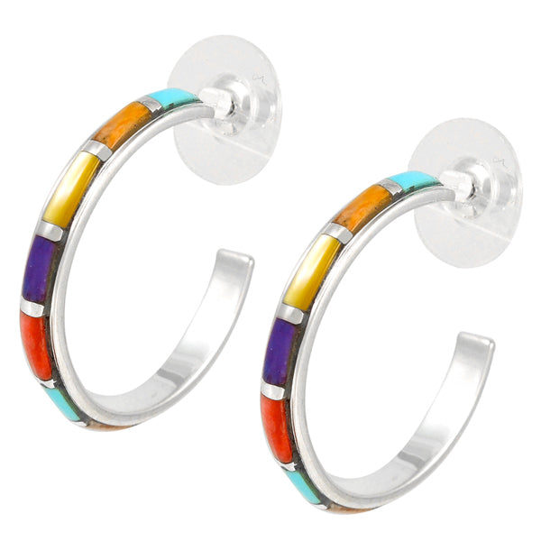Sterling Silver Hoop Earrings Multicolor E1255-C01