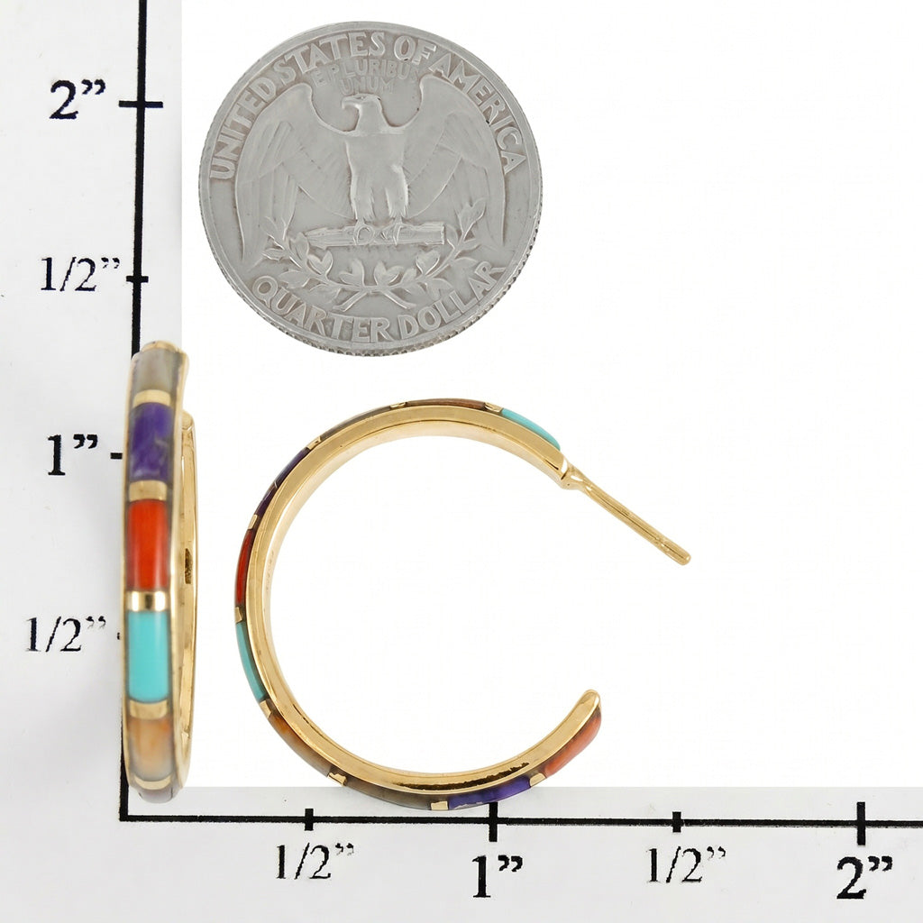 Multi Gemstone Hoop Earrings GoldCopper E1255-GB-C01