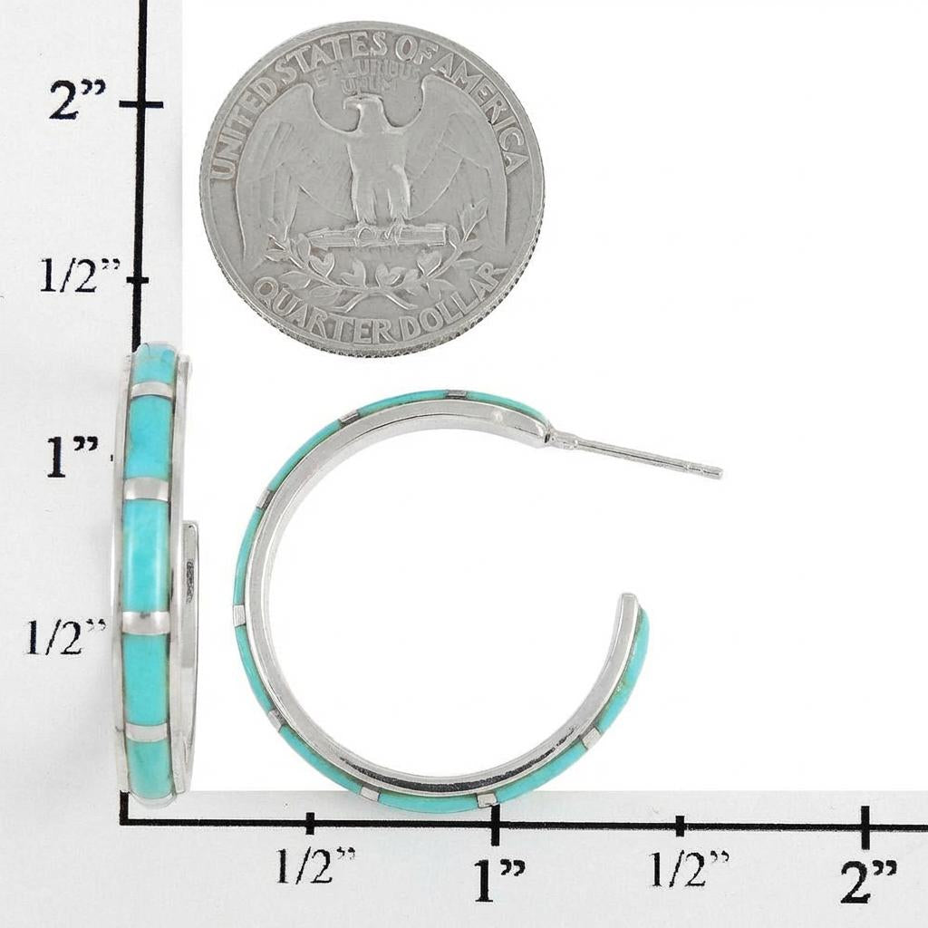 FINAL CLEARANCE - Turquoise Hoop Earrings SilveryCopper™ E1255-SB-C05