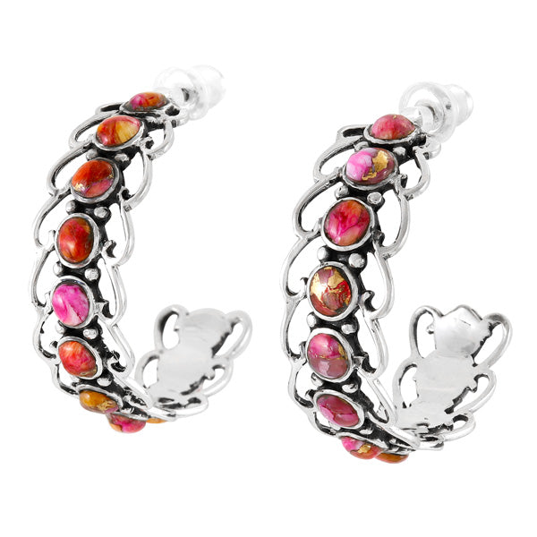 Plum Spiny Hoop Earrings Sterling Silver E1256-C92