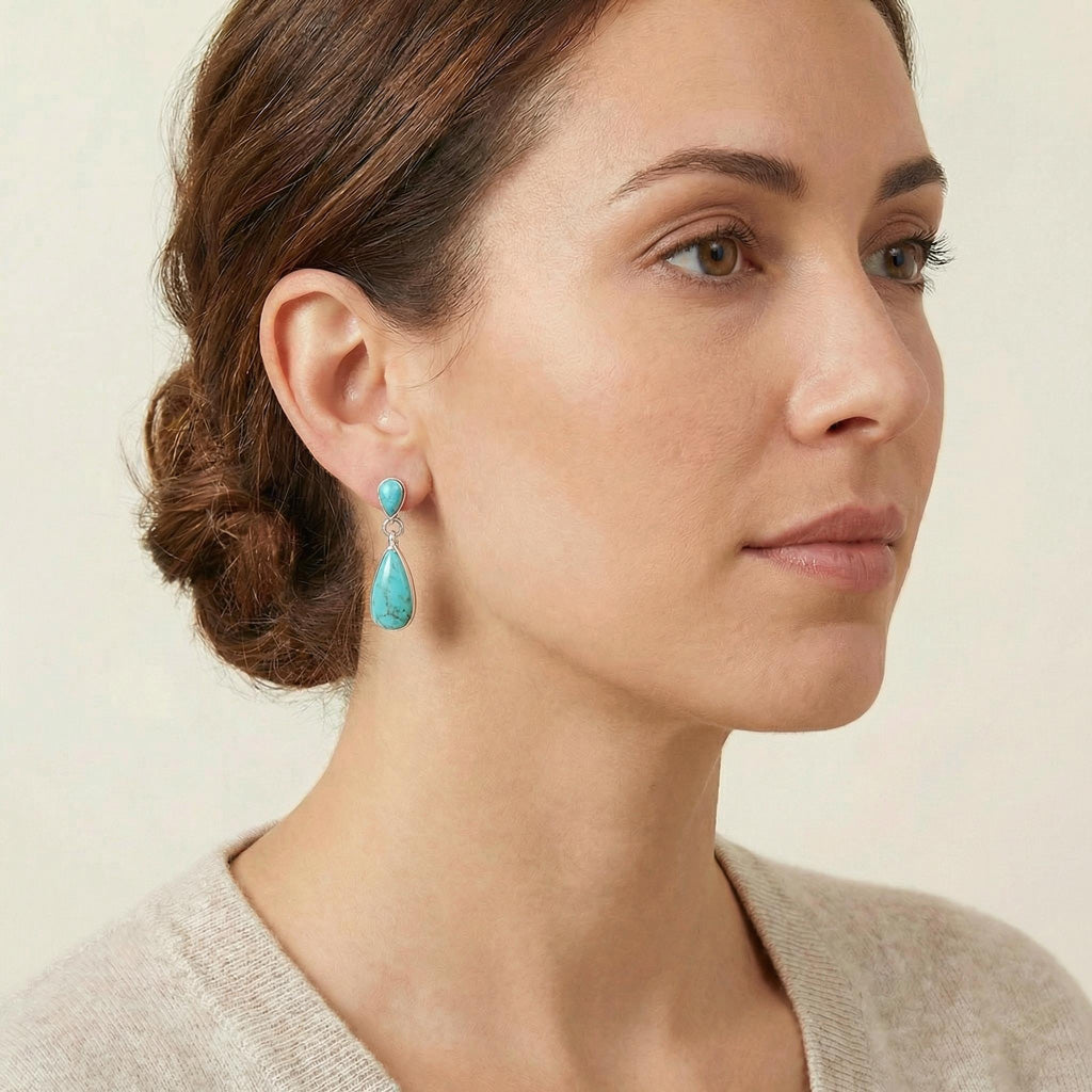 Turquoise Earrings SilverBronzé E1258-SB-C75