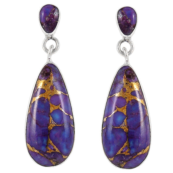 Sterling Silver Earrings Purple Turquoise E1258-C77
