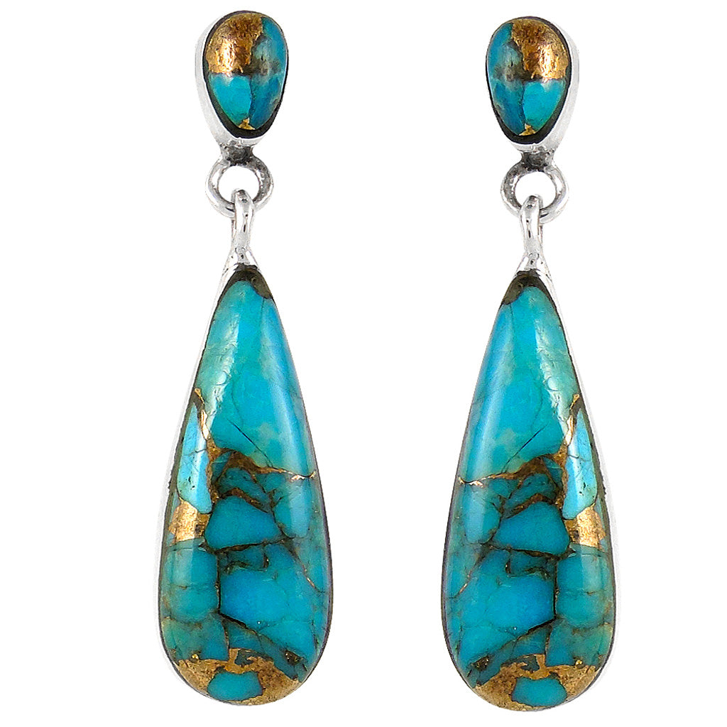 Matrix Turquoise Earrings SilverBronzé E1258-SB-C84