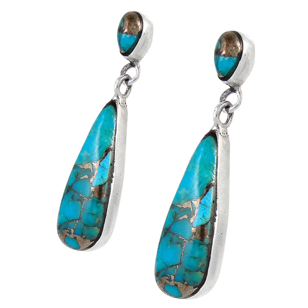 Matrix Turquoise Earrings SilverBronzé E1258-SB-C84
