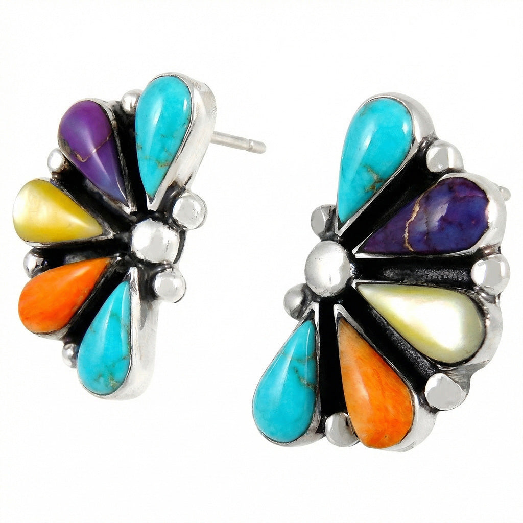 Multi Gemstone Earrings SilverBronzé E1259-SB-C71