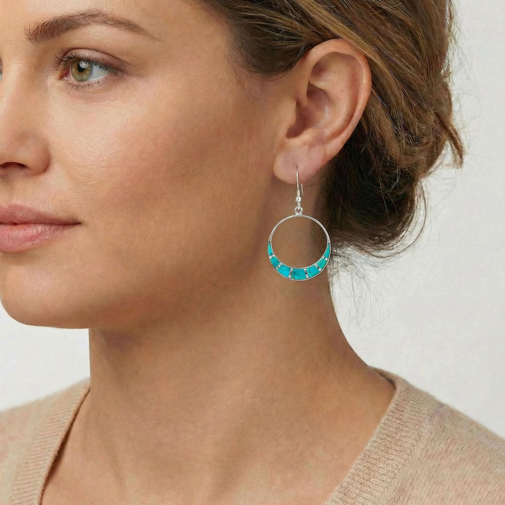 Sterling Silver Earrings Turquoise E1260-C05