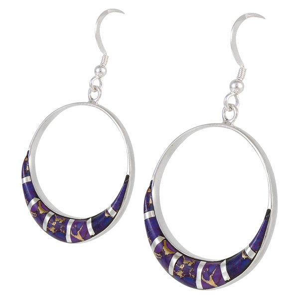 Sterling Silver Earrings Purple Turquoise E1260-C07