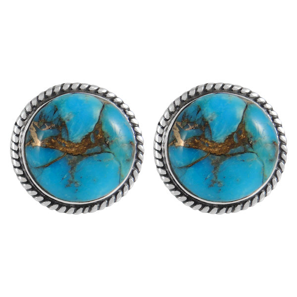Sterling Silver Earrings Matrix Turquoise E1262-C84