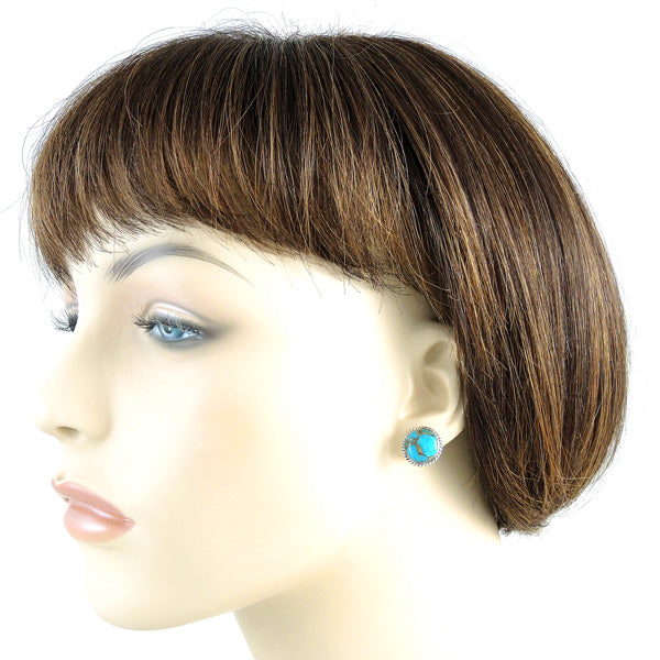 Sterling Silver Earrings Matrix Turquoise E1262-C84