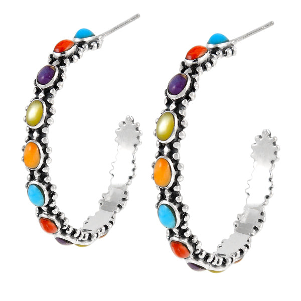 Multicolor Hoop Earrings Sterling Silver E1266-C71