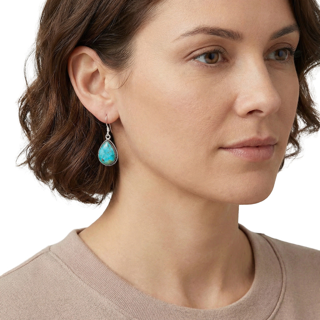Sterling Silver Earrings Turquoise E1269-C75