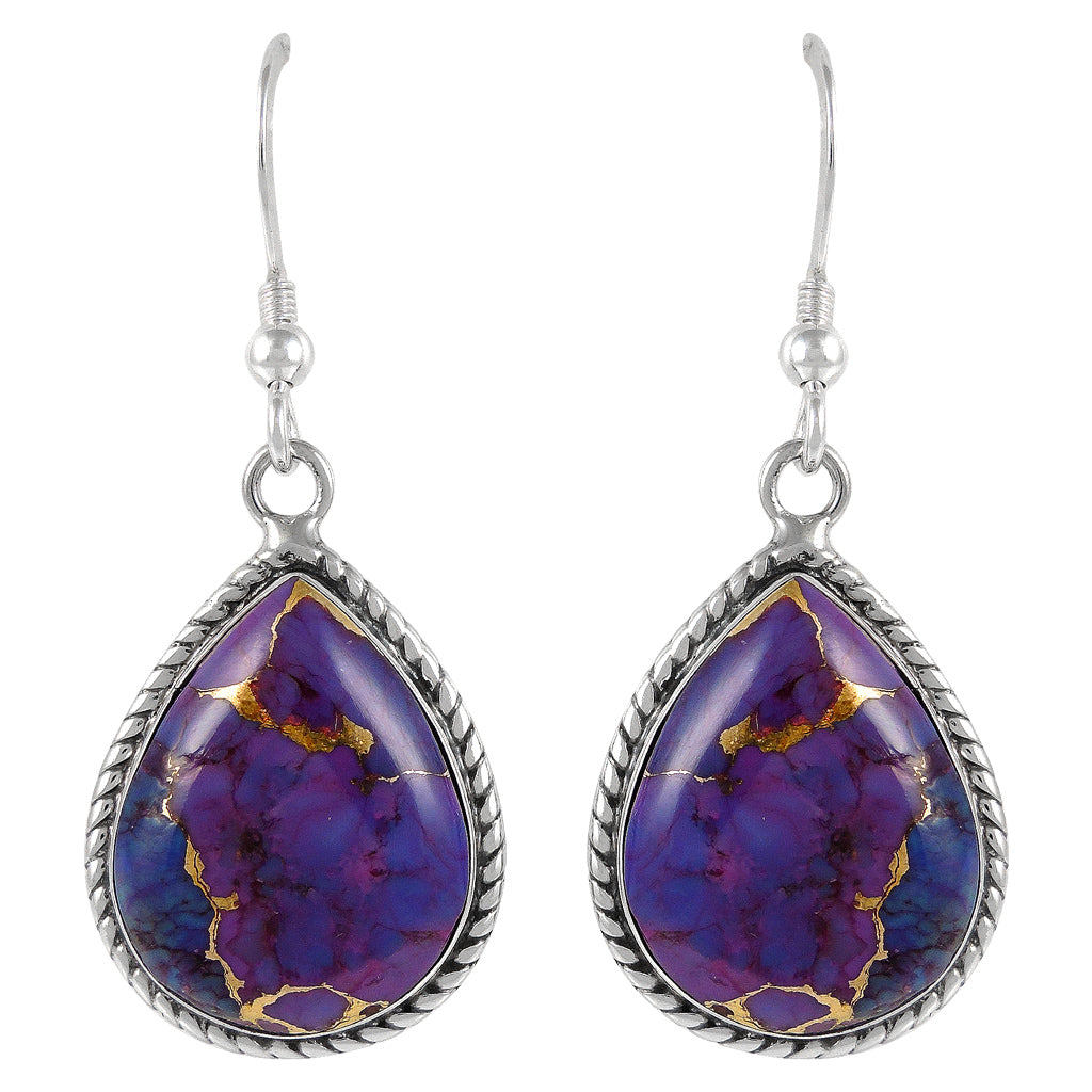 Sterling Silver Earrings Purple Turquoise E1269-C77