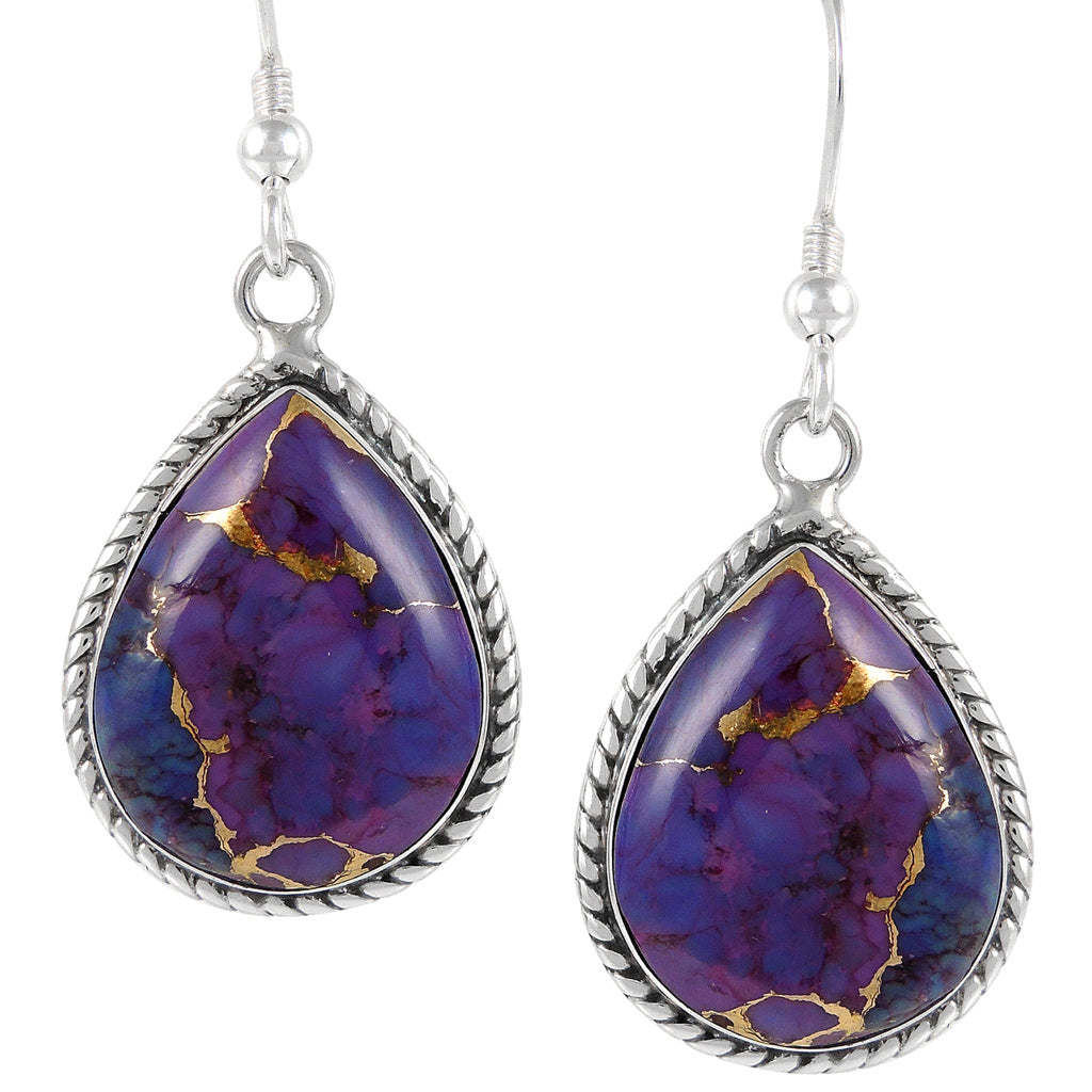 Sterling Silver Earrings Purple Turquoise E1269-C77