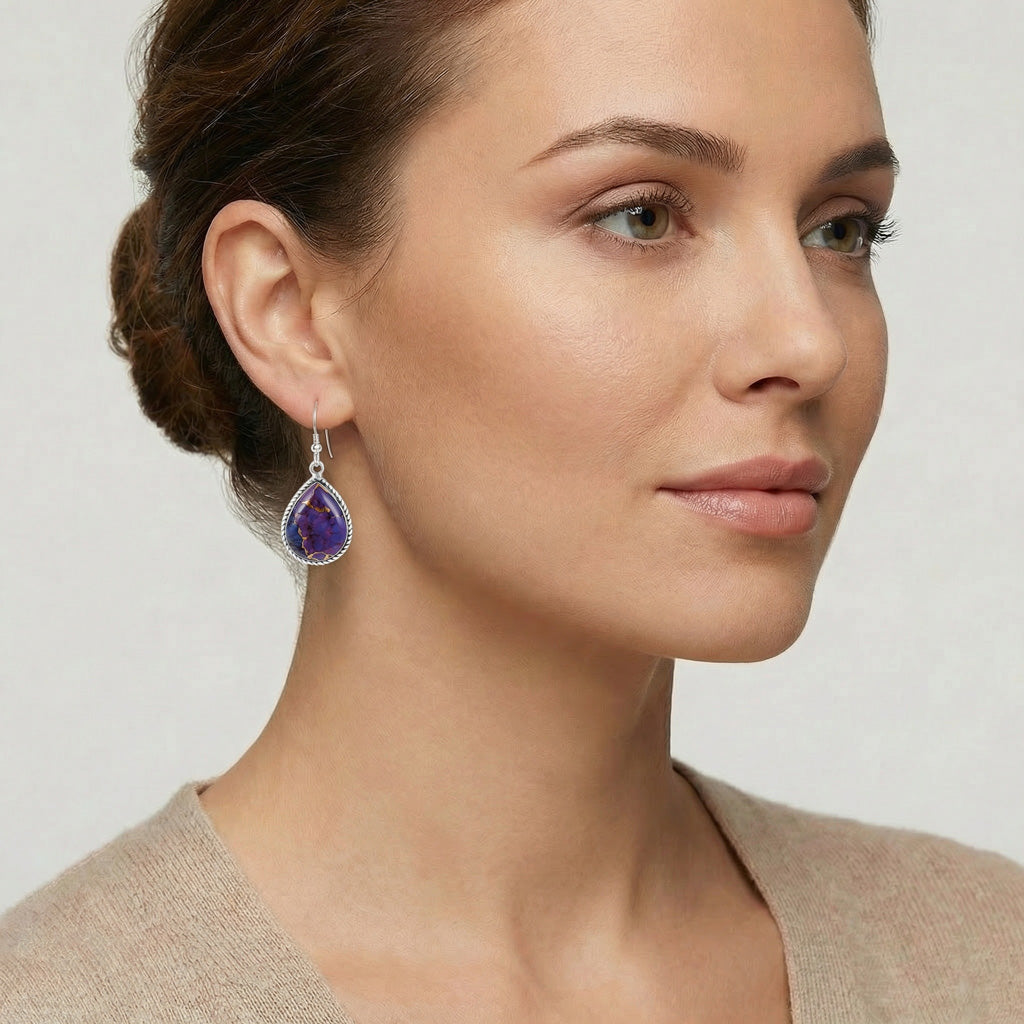 Sterling Silver Earrings Purple Turquoise E1269-C77