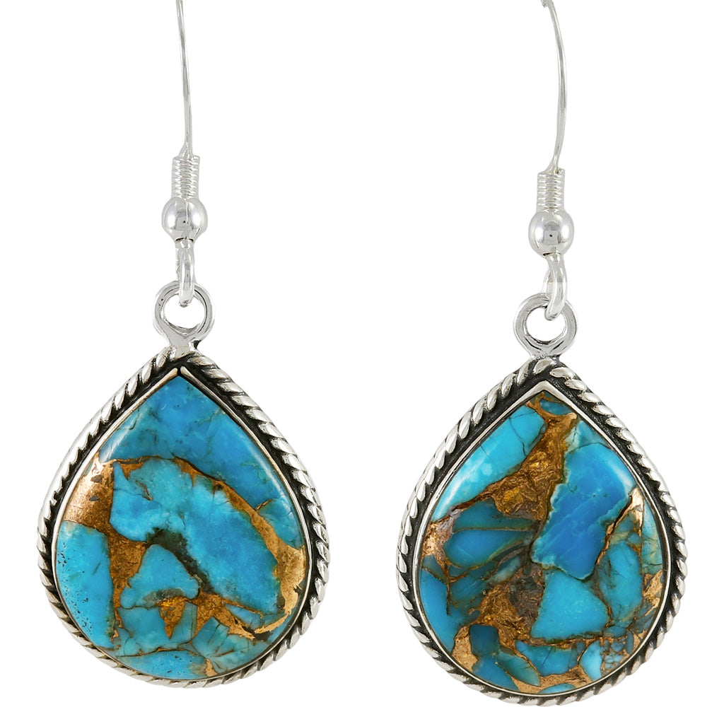 Matrix Turquoise Earrings Sterling Silver E1269-C84