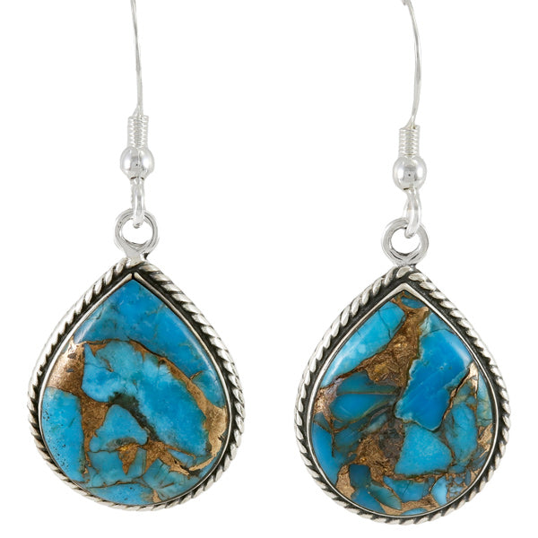 Sterling Silver Earrings Matrix Turquoise E1269-C84