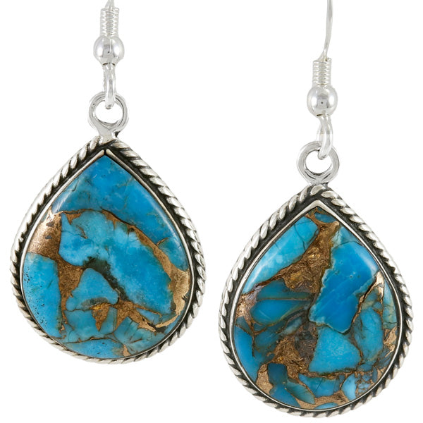 Sterling Silver Earrings Matrix Turquoise E1269-C84