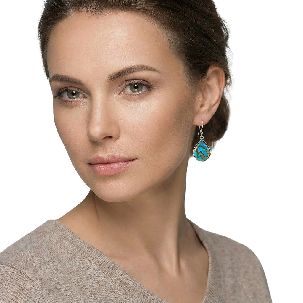 Matrix Turquoise Earrings Sterling Silver E1269-C84