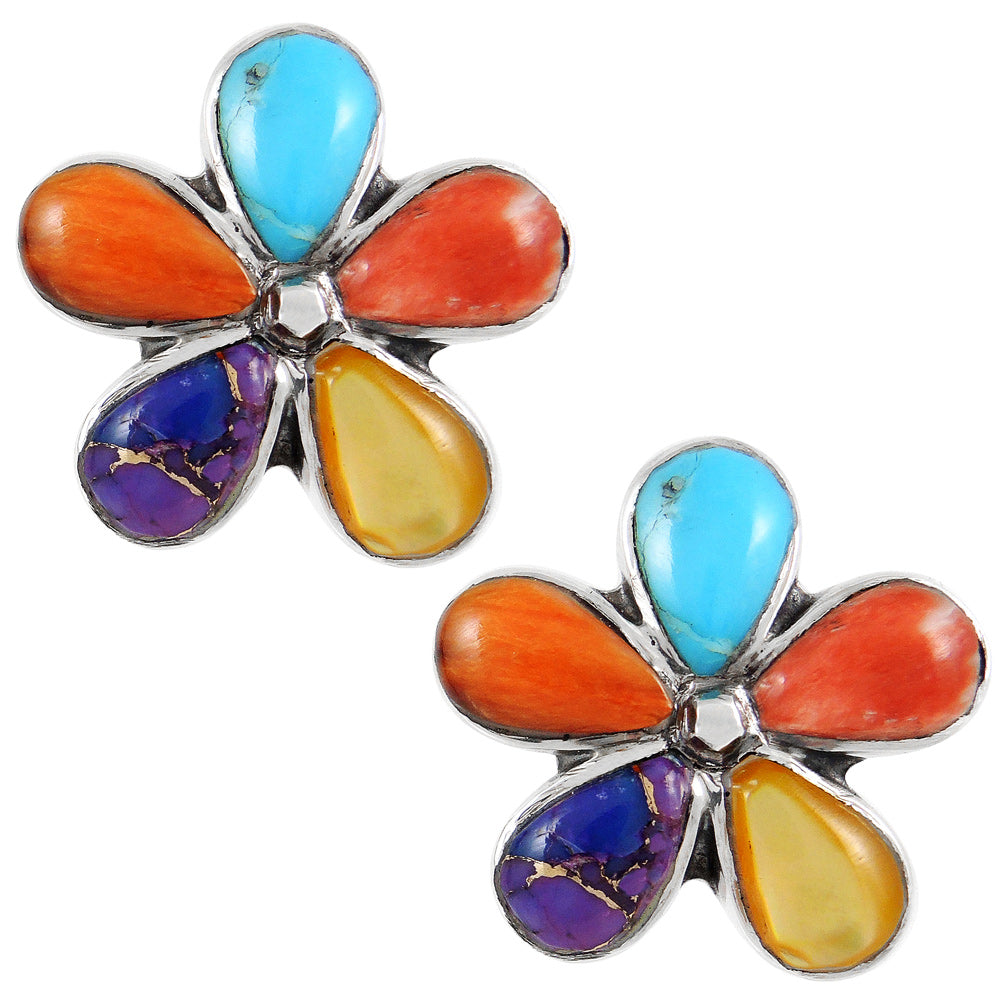 Sterling Silver Earrings Multi-Gemstones E1272-C71