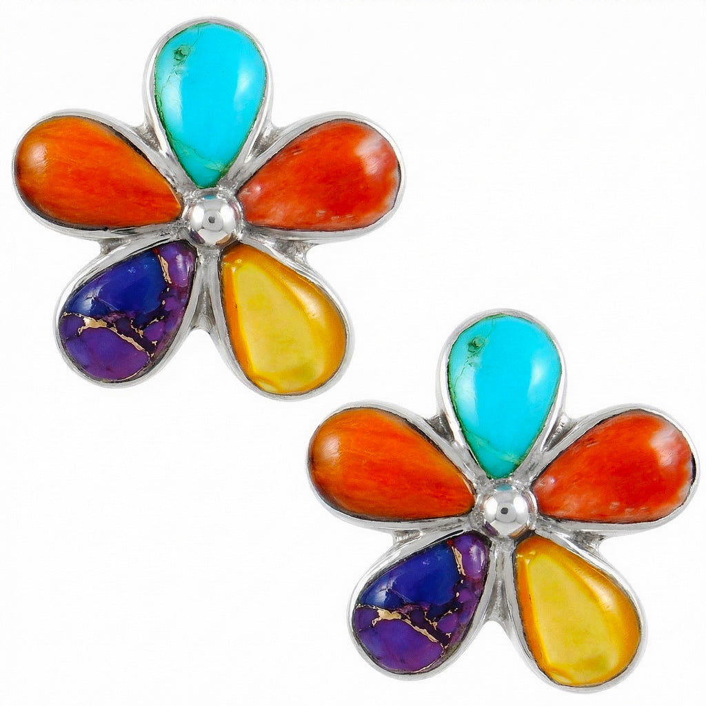 Sterling Silver Earrings Multi-Gemstones E1272-C71