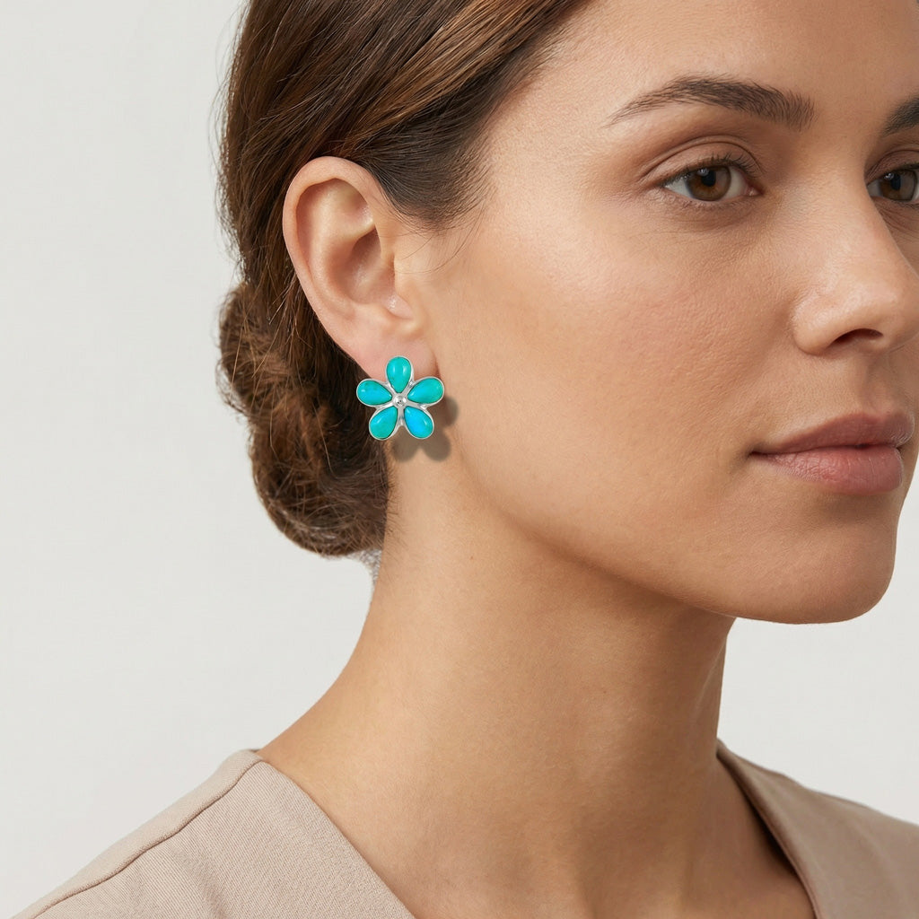 Sterling Silver Earrings Turquoise E1272-C75