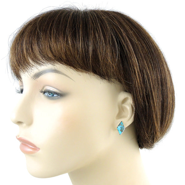 Sterling Silver Earrings Matrix Turquoise E1274-C84