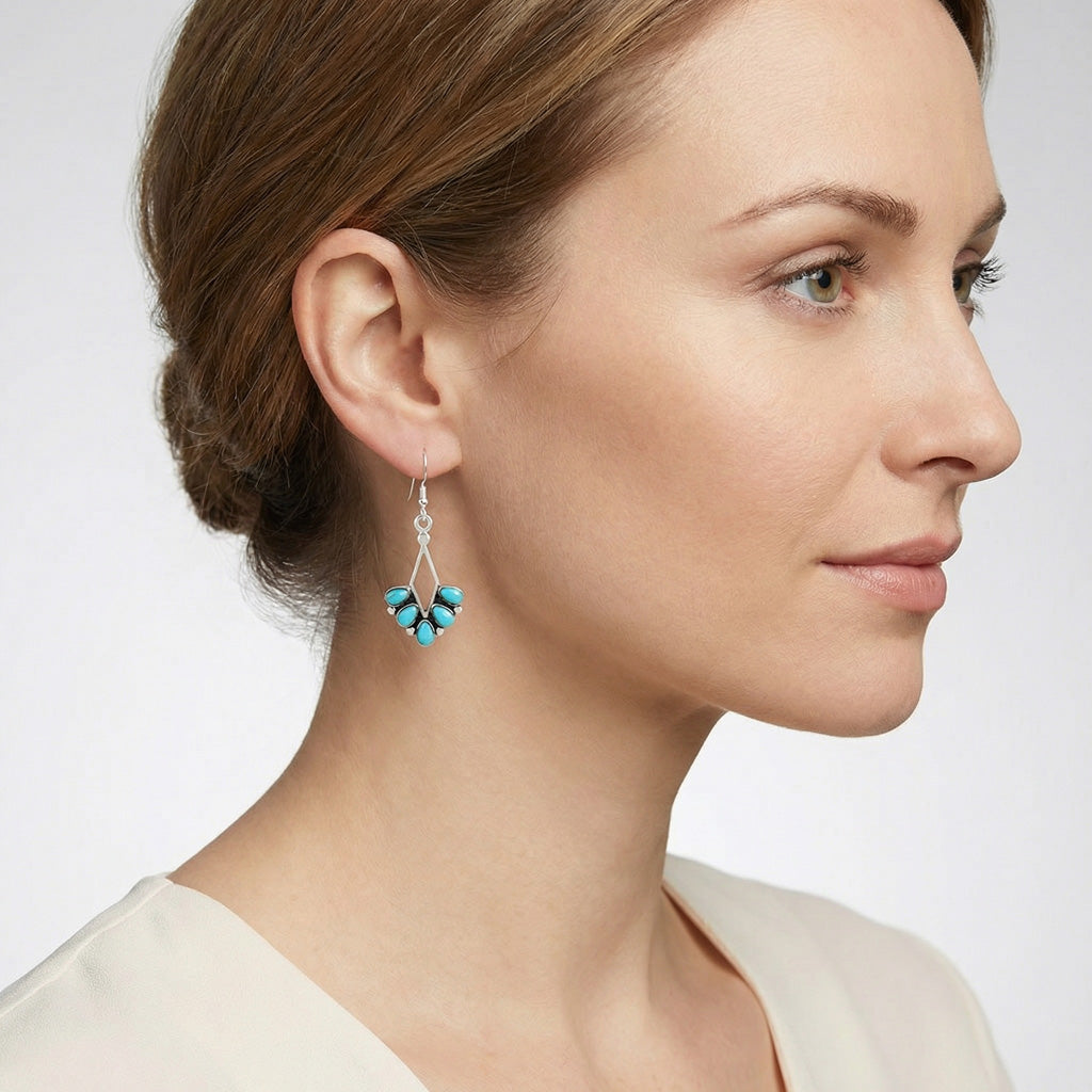 Turquoise Earrings SilverBronzé E1276-SB-C75