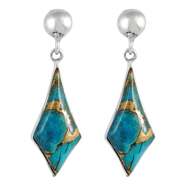 Sterling Silver Earrings Matrix Turquoise E1277-C84