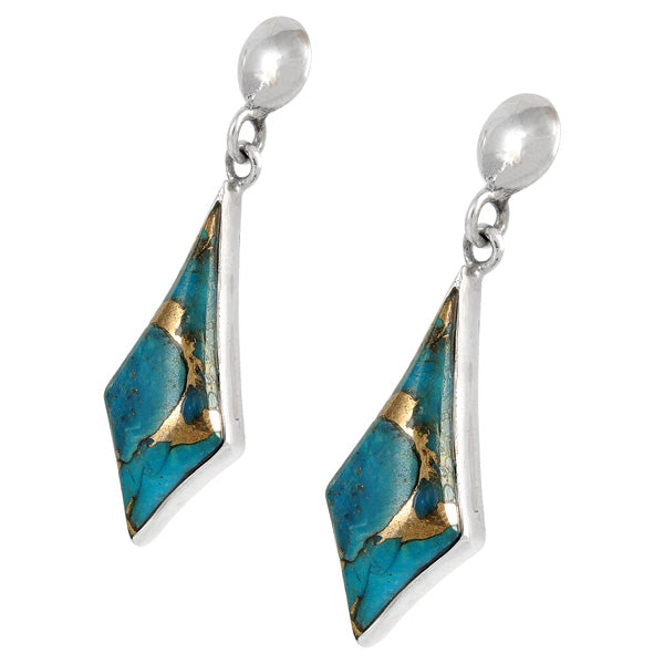Sterling Silver Earrings Matrix Turquoise E1277-C84