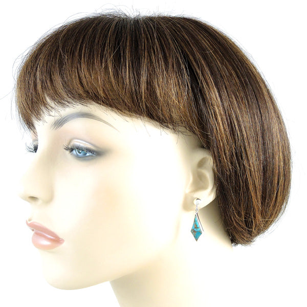 Sterling Silver Earrings Matrix Turquoise E1277-C84