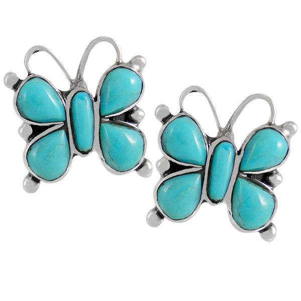 Sterling Silver Butterfly Earrings Turquoise E1279-C75