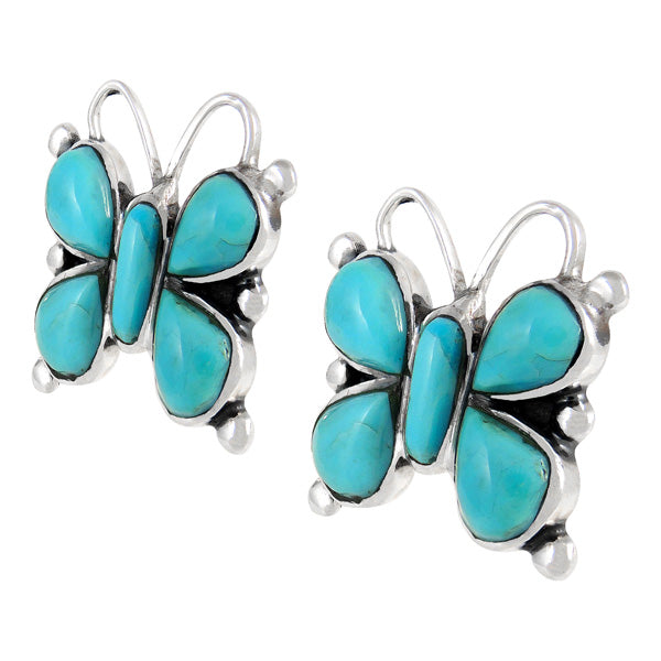Sterling Silver Butterfly Earrings Turquoise E1279-C75