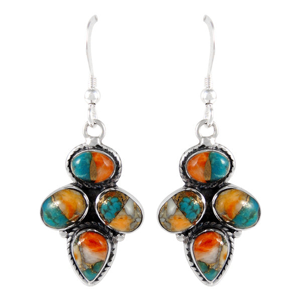 Sterling Silver Earrings Spiny Turquoise E1285-C89