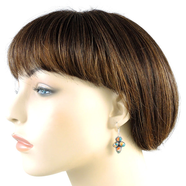 Sterling Silver Earrings Spiny Turquoise E1285-C89