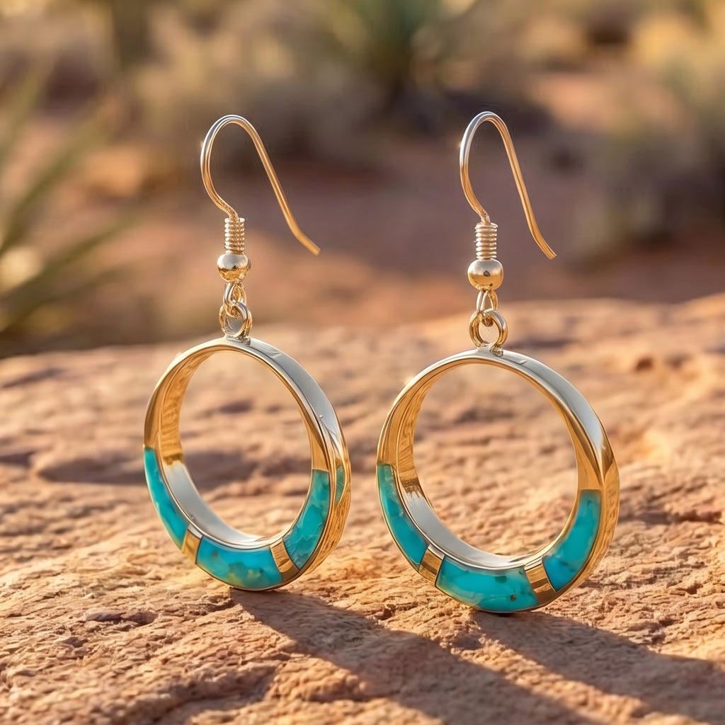 Turquoise Earrings GoldCopper E1287-C05