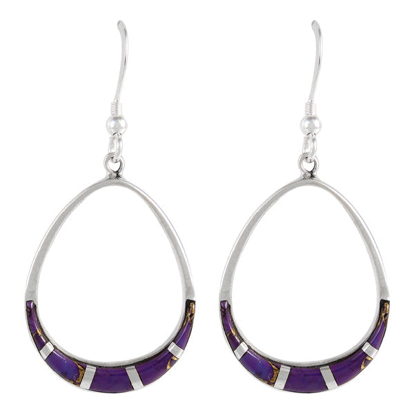 Sterling Silver Earrings Purple Turquoise E1291-C07