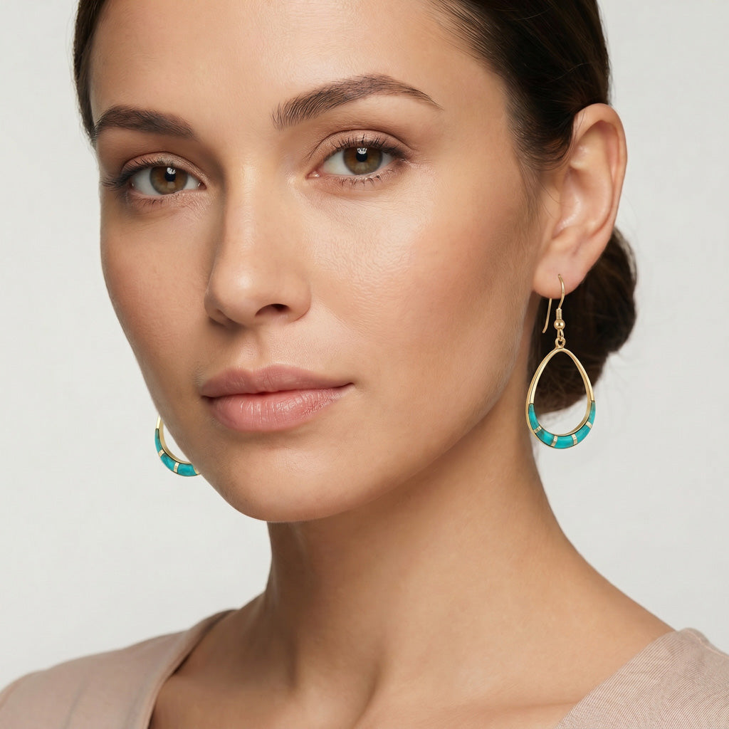 Turquoise Earrings GoldCopper E1291-GB-C05