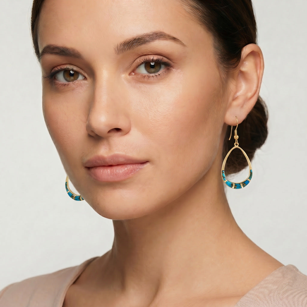 Matrix Turquoise Earrings GoldCopper E1291-GB-C84