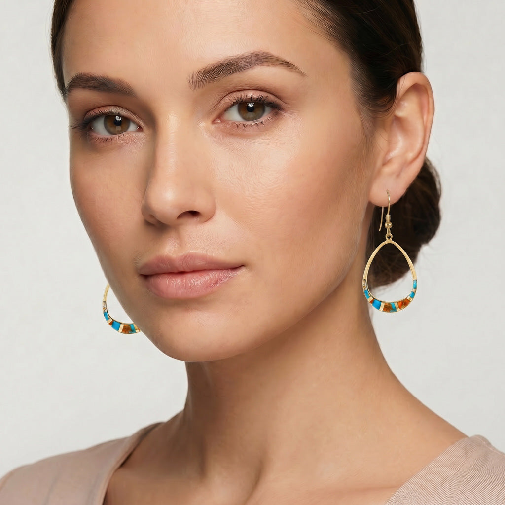 Spiny Turquoise Earrings GoldCopper E1291-GB-C89