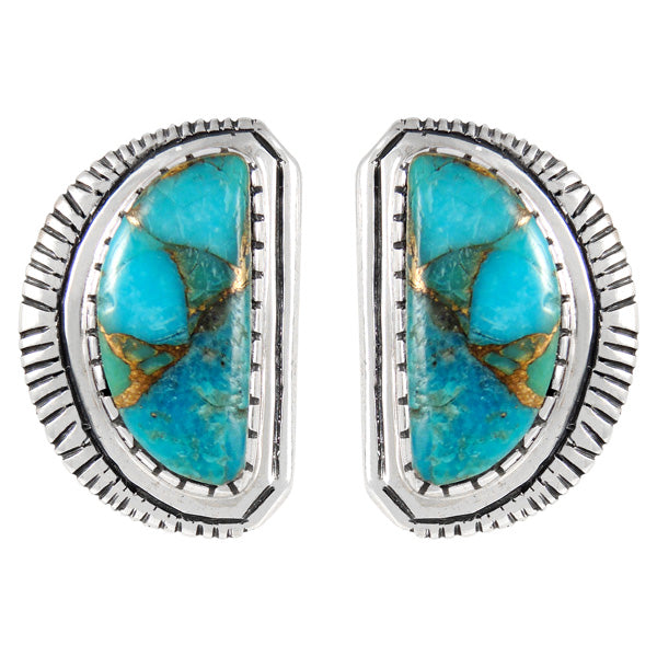 Sterling Silver Earrings Matrix Turquoise E1293-C84