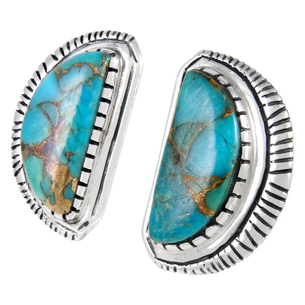 Sterling Silver Earrings Matrix Turquoise E1293-C84