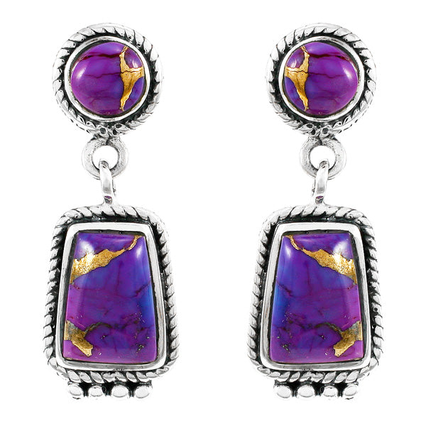 Purple Turquoise Earrings Sterling Silver E1296-C77