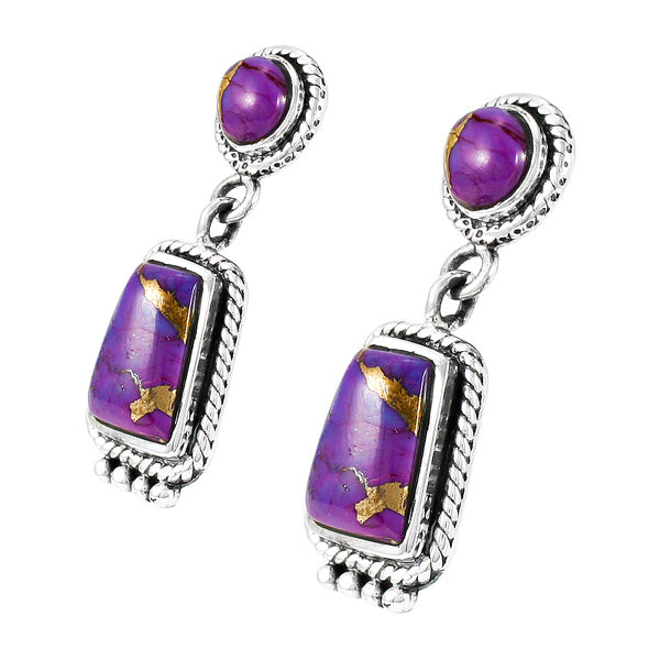 Purple Turquoise Earrings Sterling Silver E1296-C77