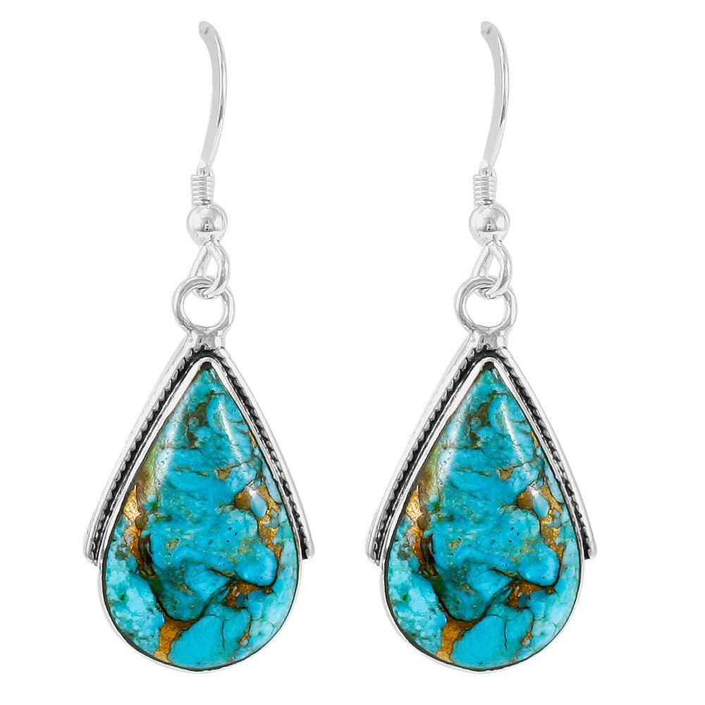 Matrix Turquoise Earrings Sterling Silver E1298-C84