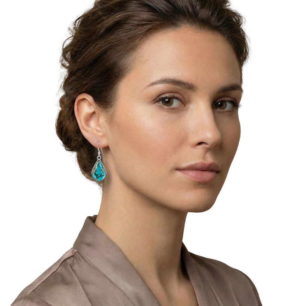 Matrix Turquoise Earrings Sterling Silver E1298-C84