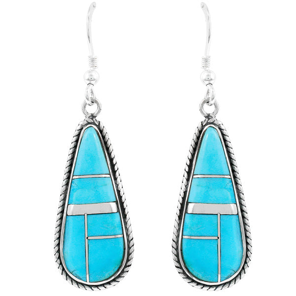 Turquoise Drop Earrings Sterling Silver E1299-C05