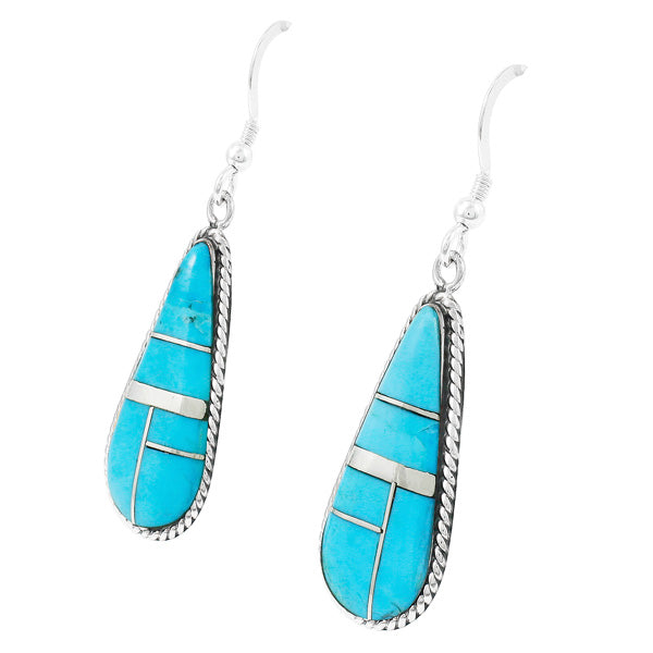 Turquoise Drop Earrings Sterling Silver E1299-C05
